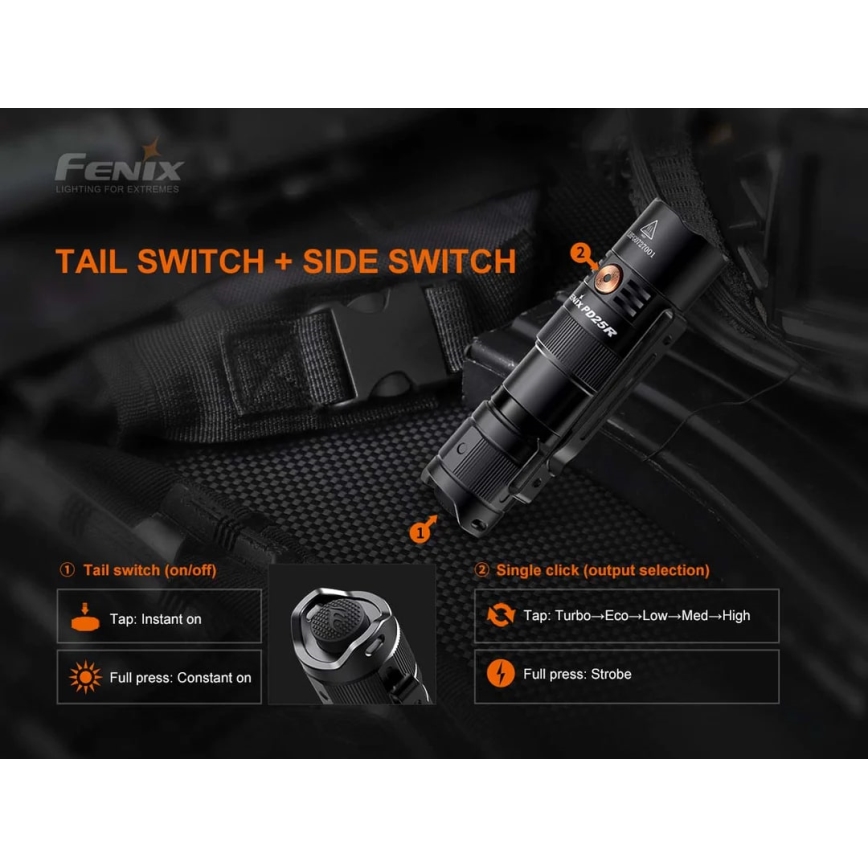 Fenix PD25R - LED Oplaadbare zaklamp LED/USB/1xCR123A IP68 800 lm 70 h 700 mAh