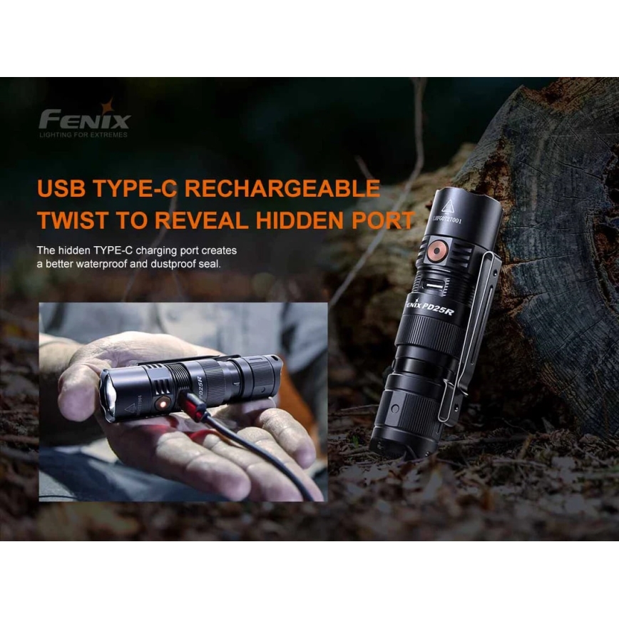 Fenix PD25R - LED Oplaadbare zaklamp LED/USB/1xCR123A IP68 800 lm 70 h 700 mAh