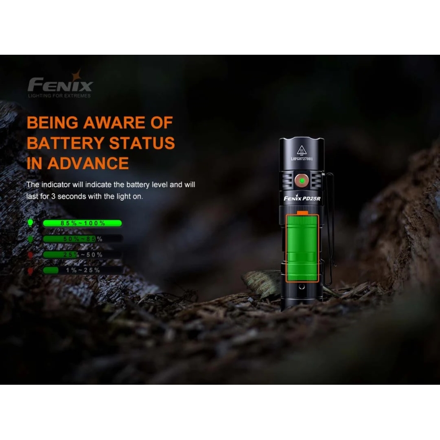 Fenix PD25R - LED Oplaadbare zaklamp LED/USB/1xCR123A IP68 800 lm 70 h 700 mAh