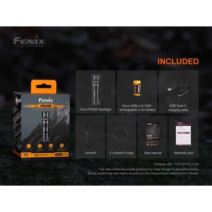 Fenix PD25R - LED Oplaadbare zaklamp LED/USB/1xCR123A IP68 800 lm 70 h 700 mAh