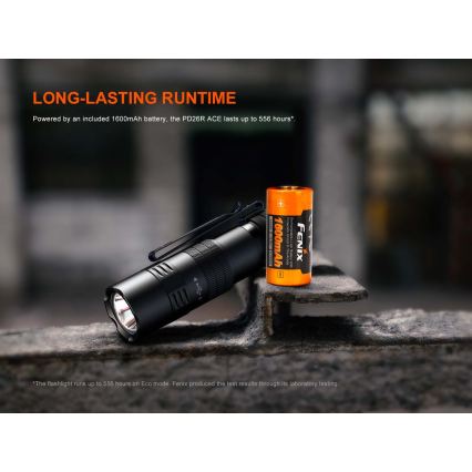 Fenix PD26RACE - Dimbare oplaadbare LED-zaklamp, LED/USB, 1600 mAh, IP68, 1300 lm, 556 h, zwart