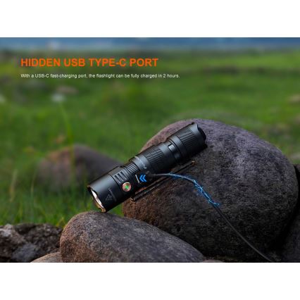 Fenix PD26RACE - Dimbare oplaadbare LED-zaklamp, LED/USB, 1600 mAh, IP68, 1300 lm, 556 h, zwart