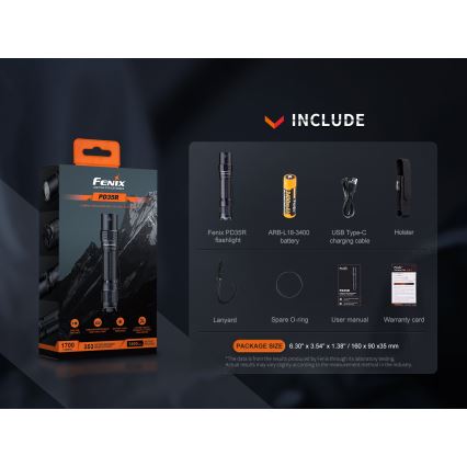 Fenix PD35R - LED Oplaadbare zaklamp LED/USB/2xCR123A IP68 1700 lm 100 h 3400 mAh
