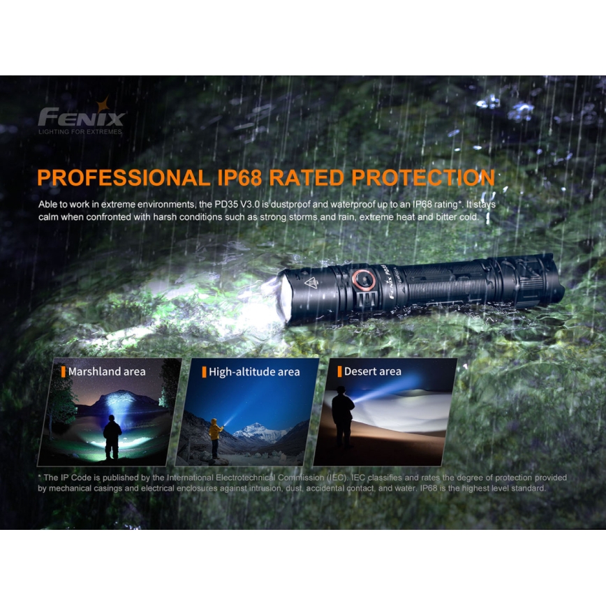 Fenix PD35V30 - LED Oplaadbare zaklamp LED/USB/2xCR123A IP68 1700 glanzend 230 h 2600 mAh