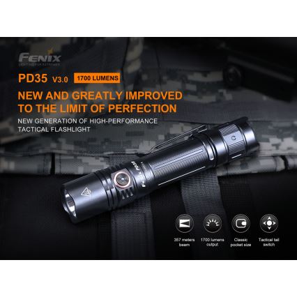 Fenix PD35V30 - LED Oplaadbare zaklamp LED/USB/2xCR123A IP68 1700 glanzend 230 h 2600 mAh