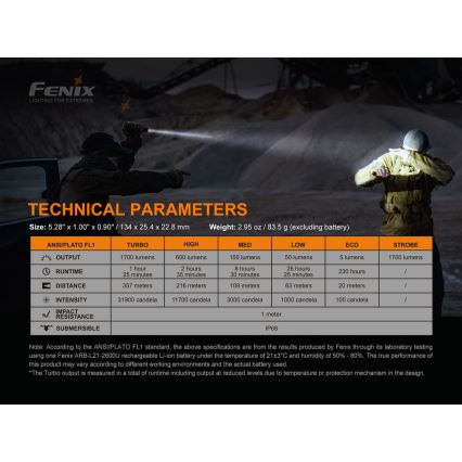 Fenix PD35V30 - LED Oplaadbare zaklamp LED/USB/2xCR123A IP68 1700 glanzend 230 h 2600 mAh