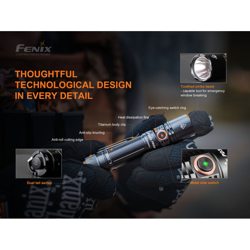 Fenix PD35V30 - LED Oplaadbare zaklamp LED/USB/2xCR123A IP68 1700 glanzend 230 h 2600 mAh