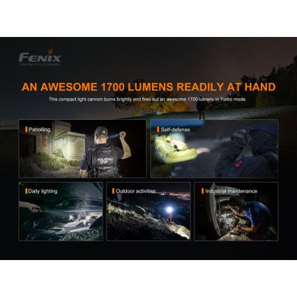 Fenix PD35V30 - LED Oplaadbare zaklamp LED/USB/2xCR123A IP68 1700 glanzend 230 h 2600 mAh