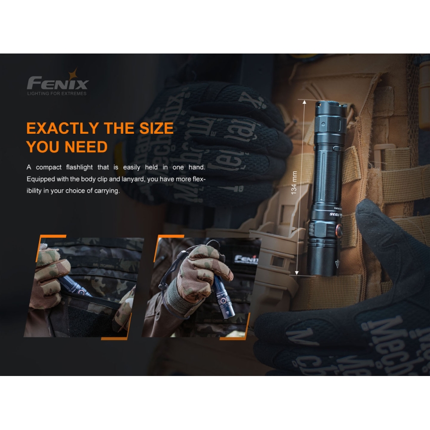 Fenix PD35V30 - LED Oplaadbare zaklamp LED/USB/2xCR123A IP68 1700 glanzend 230 h 2600 mAh
