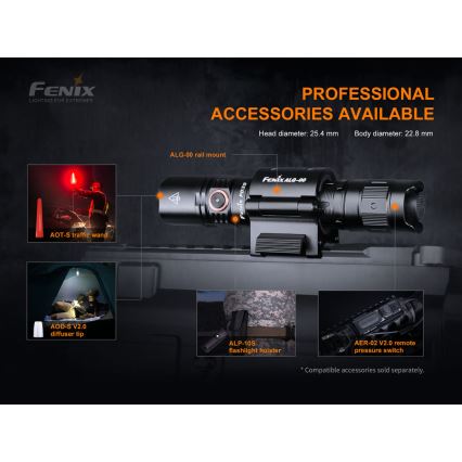Fenix PD35V30 - LED Oplaadbare zaklamp LED/USB/2xCR123A IP68 1700 glanzend 230 h 2600 mAh