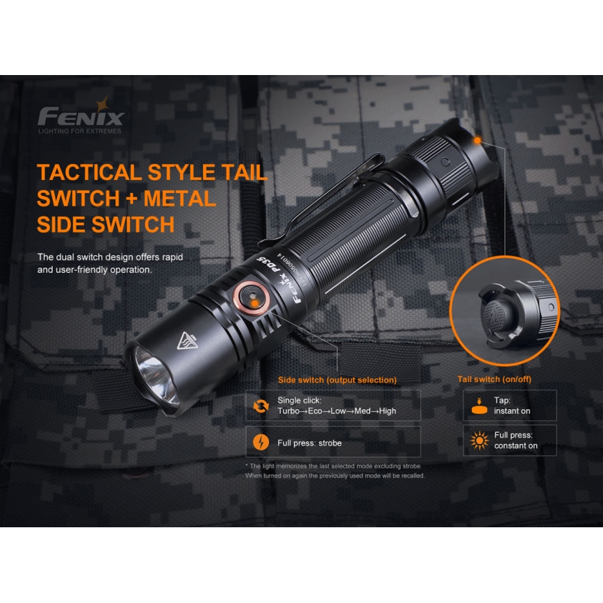 Fenix PD35V30 - LED Oplaadbare zaklamp LED/USB/2xCR123A IP68 1700 glanzend 230 h 2600 mAh