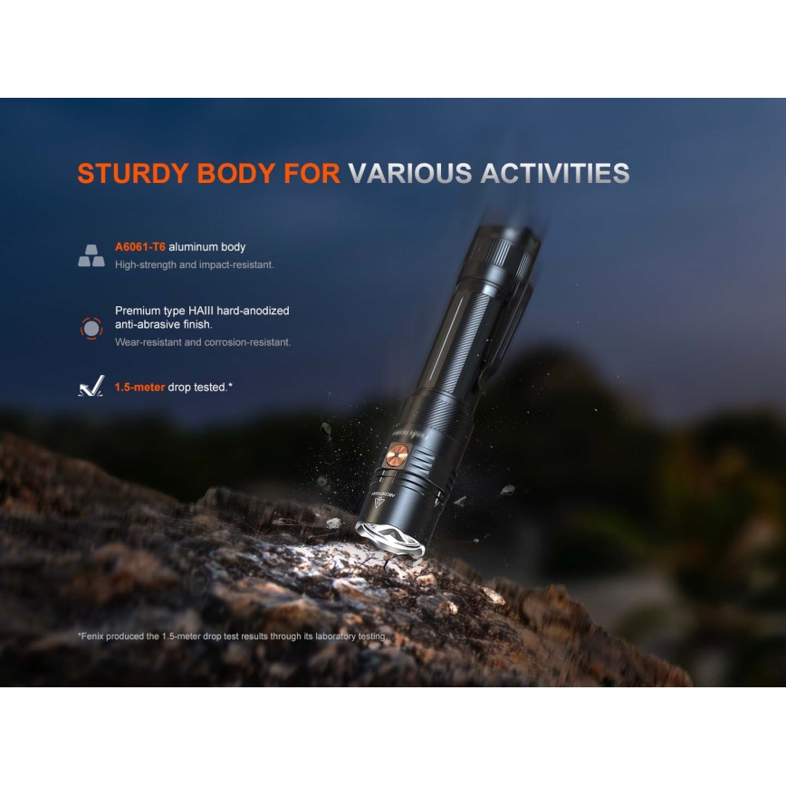 Fenix PD36RACE - LED Dimbare oplaadbare zaklamp LED/USB 5000 mAh IP68 3000 lm 63,45 h zwart