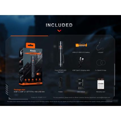 Fenix PD36RACE - LED Dimbare oplaadbare zaklamp LED/USB 5000 mAh IP68 3000 lm 63,45 h zwart