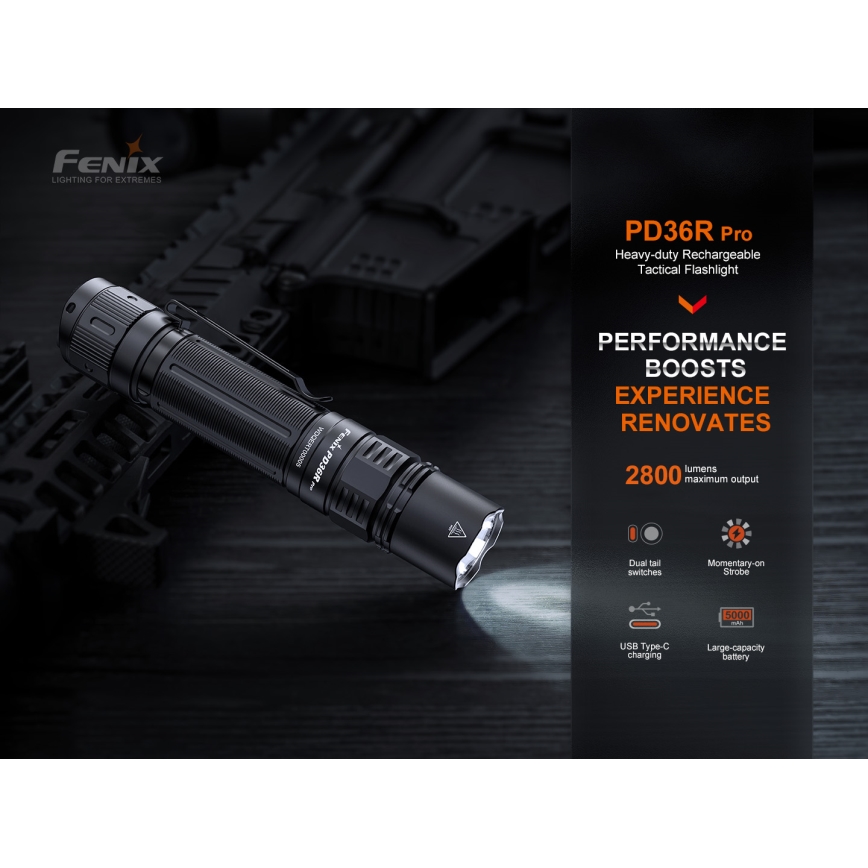 Fenix PD36RPRO - LED Tactische oplaadbare zaklamp LED/USB IP68 2800 lm 42 h 5000 mAh