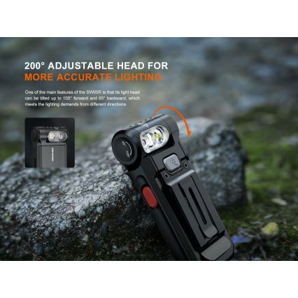 Fenix SW05RREDBLC - LED Dimbaar oplaadbaar zaklamp LED/USB IPX6 150 lm 49 h zwart