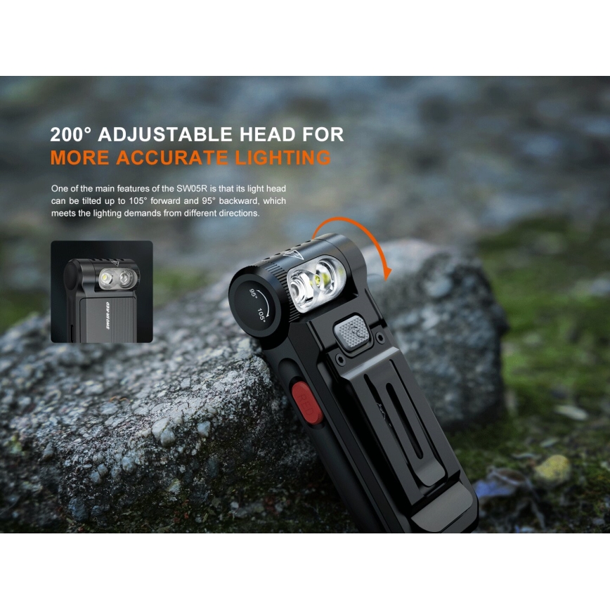 Fenix SW05RREDBLC - LED Dimbaar oplaadbaar zaklamp LED/USB IPX6 150 lm 49 h zwart