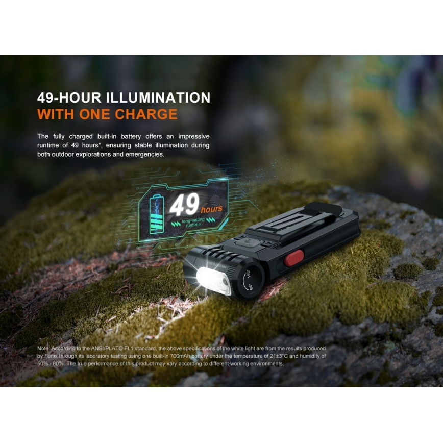 Fenix SW05RREDBLC - LED Dimbaar oplaadbaar zaklamp LED/USB IPX6 150 lm 49 h zwart