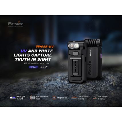 Fenix SW05RUVBLC - LED Dimbaar oplaadbaar zaklamp LED/USB IPX6 150 lm 49 h zwart