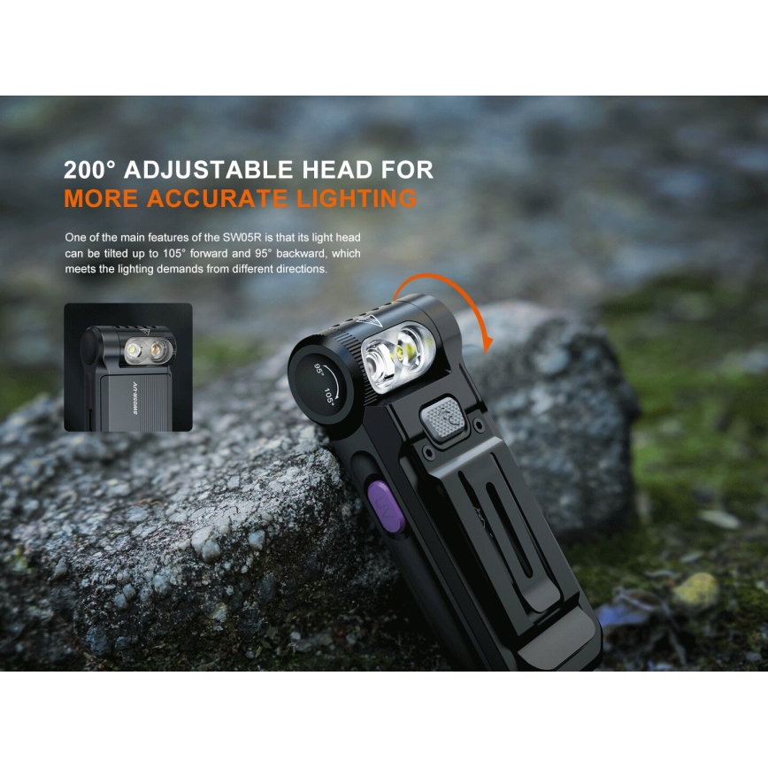 Fenix SW05RUVBLC - LED Dimbaar oplaadbaar zaklamp LED/USB IPX6 150 lm 49 h zwart