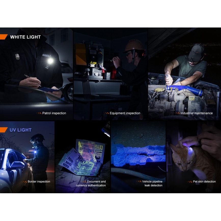 Fenix SW05RUVBLC - LED Dimbaar oplaadbaar zaklamp LED/USB IPX6 150 lm 49 h zwart