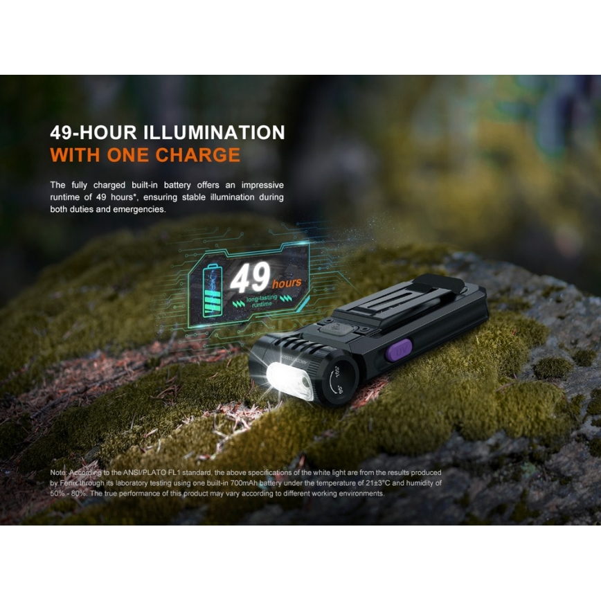Fenix SW05RUVBLC - LED Dimbaar oplaadbaar zaklamp LED/USB IPX6 150 lm 49 h zwart
