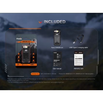 Fenix SW05RUVBLC - LED Dimbaar oplaadbaar zaklamp LED/USB IPX6 150 lm 49 h zwart