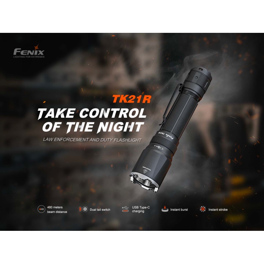 Fenix TK21RBLK - LED dimbare oplaadbare zaklamp LED/USB 6000 mAh IP68 3600 lm 72,5 h zwart