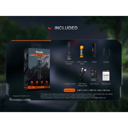 Fenix TK21RBLK - LED dimbare oplaadbare zaklamp LED/USB 6000 mAh IP68 3600 lm 72,5 h zwart