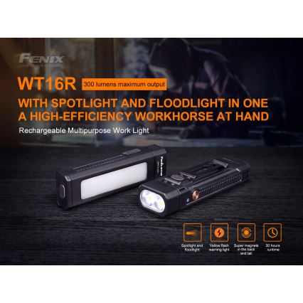 Fenix WT16R - Oplaadbare LED Zaklamp 2xLED/USB IP66