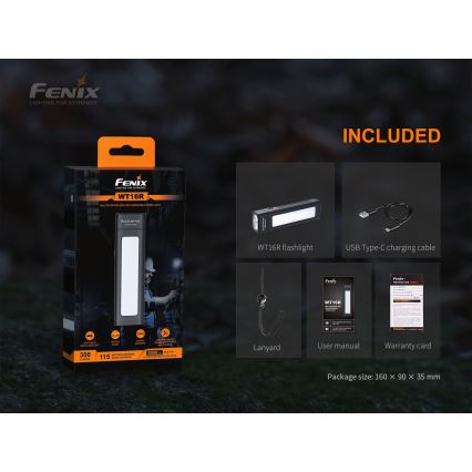 Fenix WT16R - Oplaadbare LED Zaklamp 2xLED/USB IP66