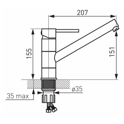 FERRO - Keukenkraan FIESTA glanzend chroom