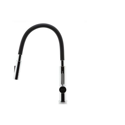 FERRO - Kraan voor gootsteen met flexibele arm glanzend chroom/zwart