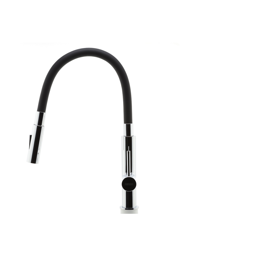 FERRO - Kraan voor gootsteen met flexibele arm glanzend chroom/zwart
