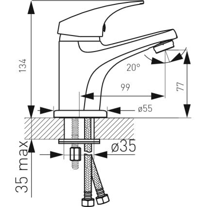 FERRO - Wastafelmengkraan + afvoer ONE glanzend chroom
