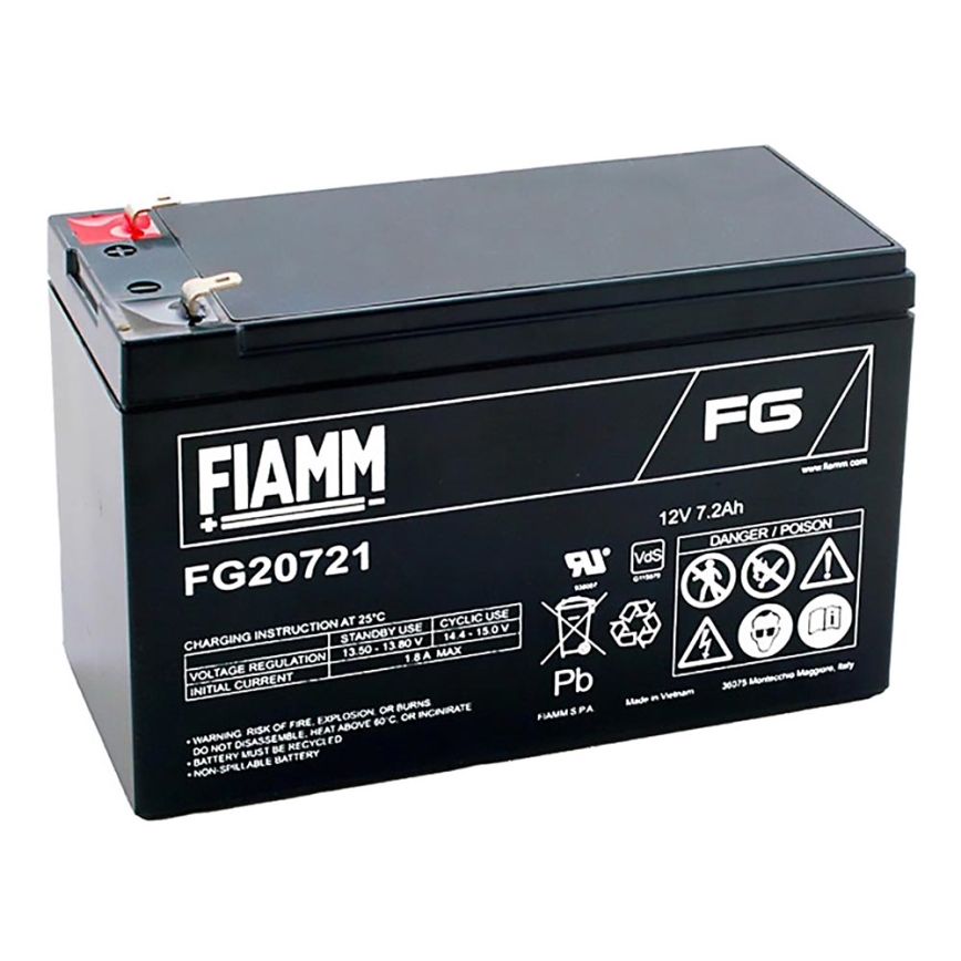Fiamm FG20721 - Lood-zuur accu 12V/7,2Ah/faston 4,7mm