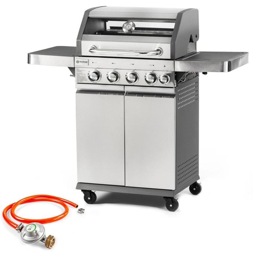 Fieldmann - Gasbarbecue met 5 branders, matte chromen afwerking