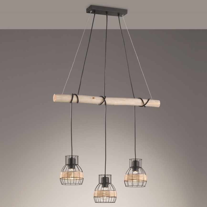 Fischer & Honsel 60798 - Hanglamp aan een koord STRAW 3xE27/40W/230V