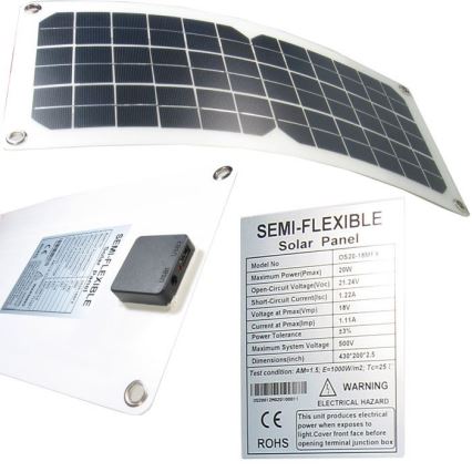 Flexibel fotovoltaïsch zonnepaneel met USB 20W/12V