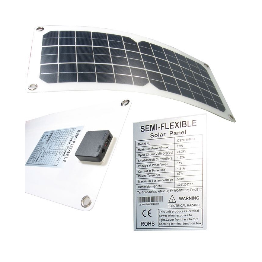 Flexibel fotovoltaïsch zonnepaneel met USB 20W/12V