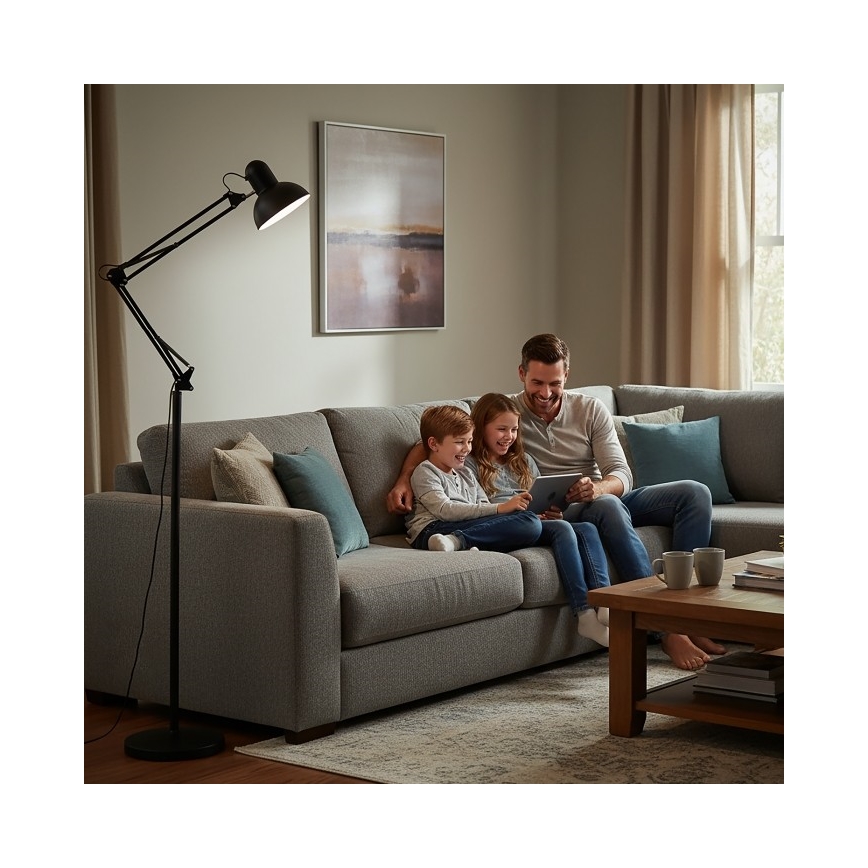 Flexibel Staande lamp AURIQ 1xE27/60W/230V 184 cm zwart