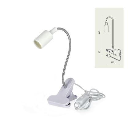 Flexibel tafellamp met clip CLIP 1xE27/30W/230V wit