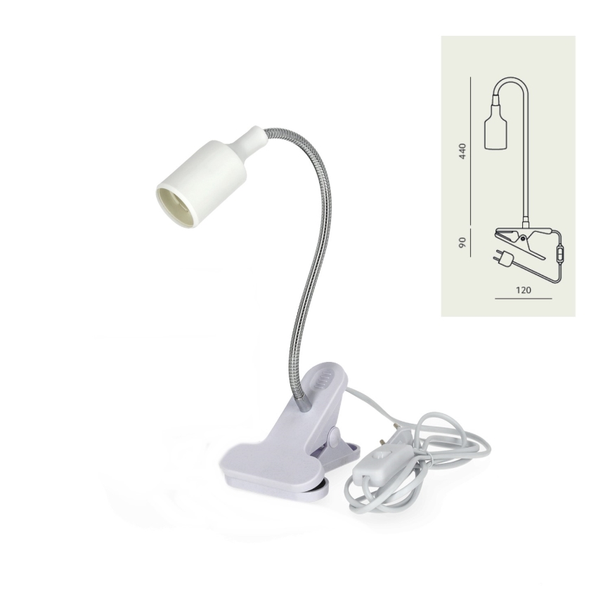Flexibel tafellamp met clip CLIP 1xE27/30W/230V wit