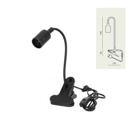 Flexibel tafellamp met clip CLIP 1xE27/30W/230V zwart