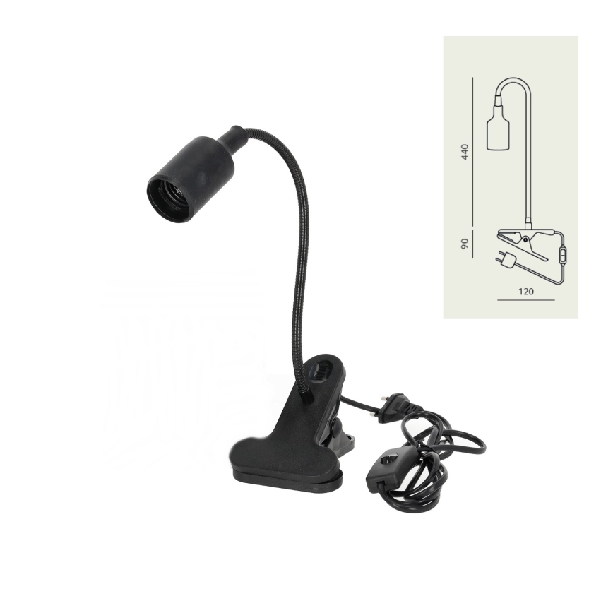 Flexibel tafellamp met clip CLIP 1xE27/30W/230V zwart
