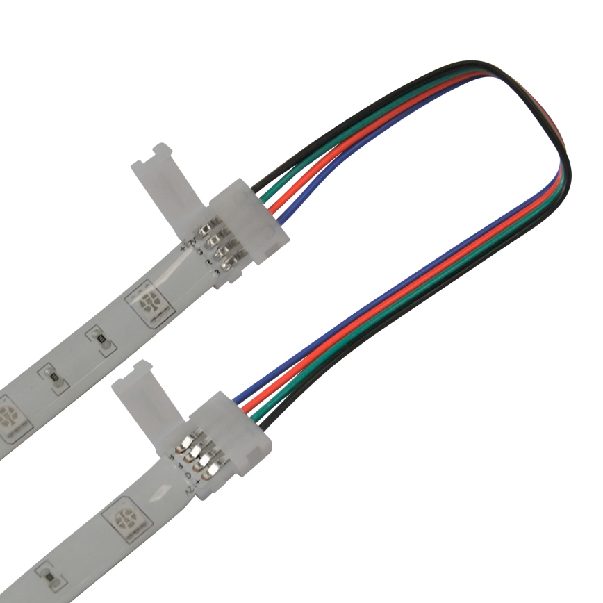 Flexibel tweezijdig connector voor RGB LED stroken 4pin 10 mm