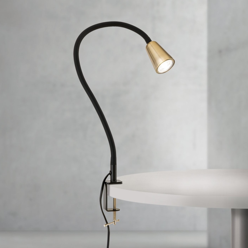 Flexibele bureaulamp met klem DOTTY 1xGU10/10W/230V messing/zwart