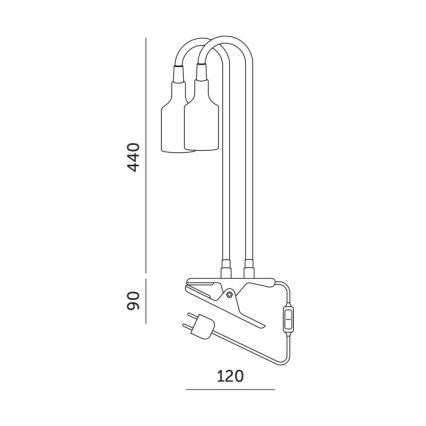 Flexibele bureaulamp met clip voor plantengroei PLANTY 2xE27/30W/230V zwart