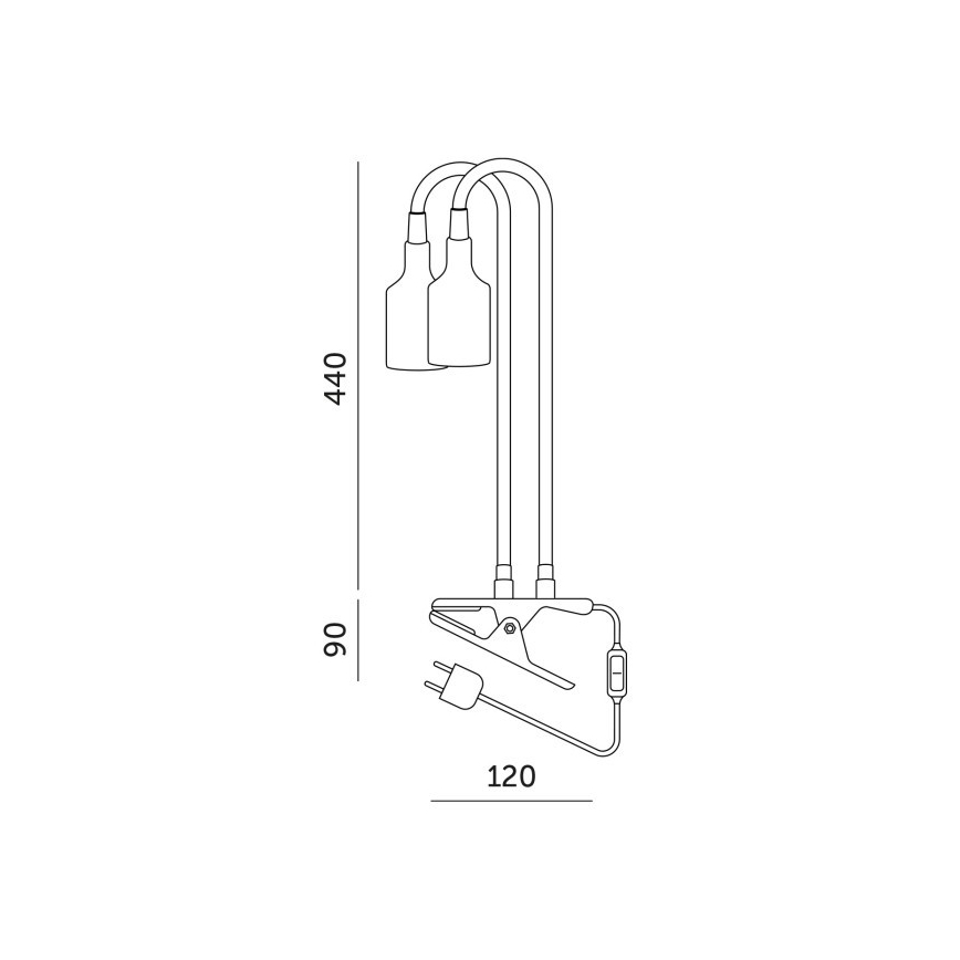 Flexibele bureaulamp met clip voor plantengroei PLANTY 2xE27/30W/230V zwart