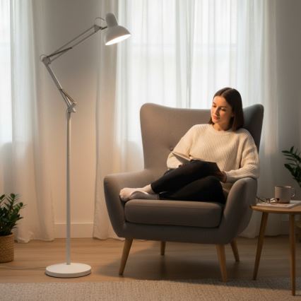 Flexibele vloerlamp AURIQ 1xE27/60W/230V 184 cm wit