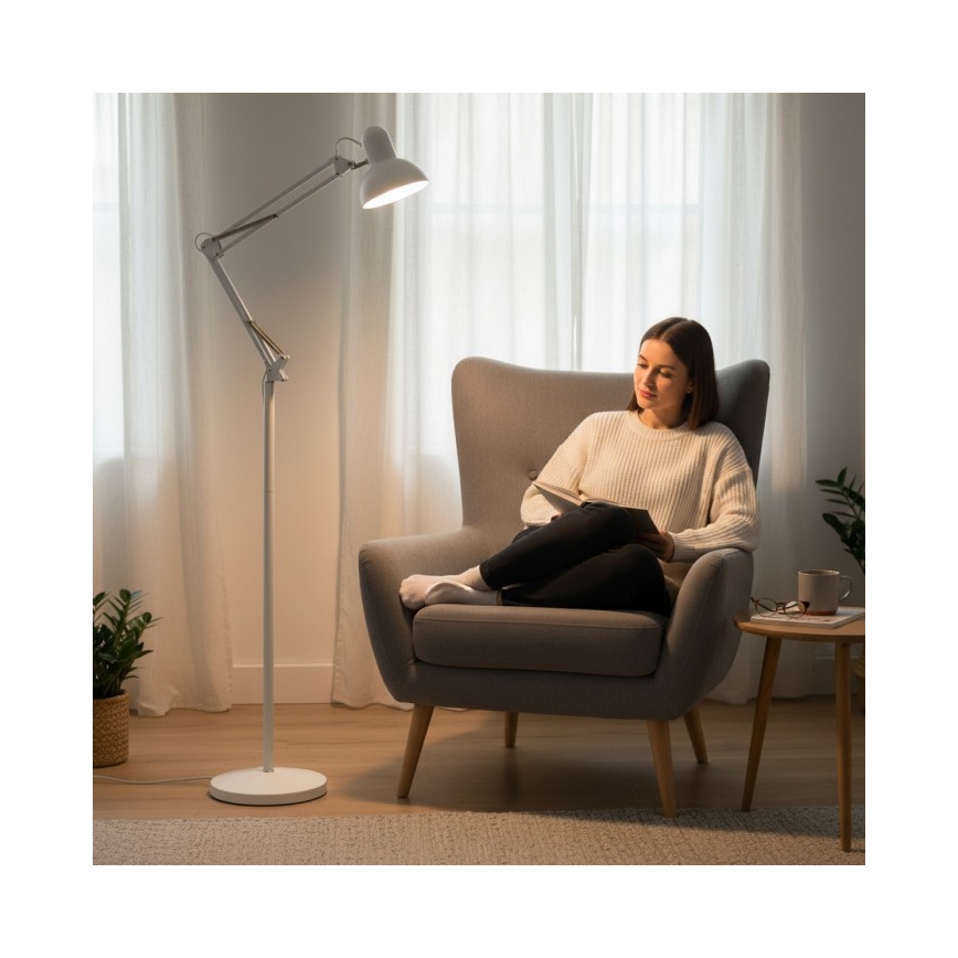 Flexibele vloerlamp AURIQ 1xE27/60W/230V 184 cm wit